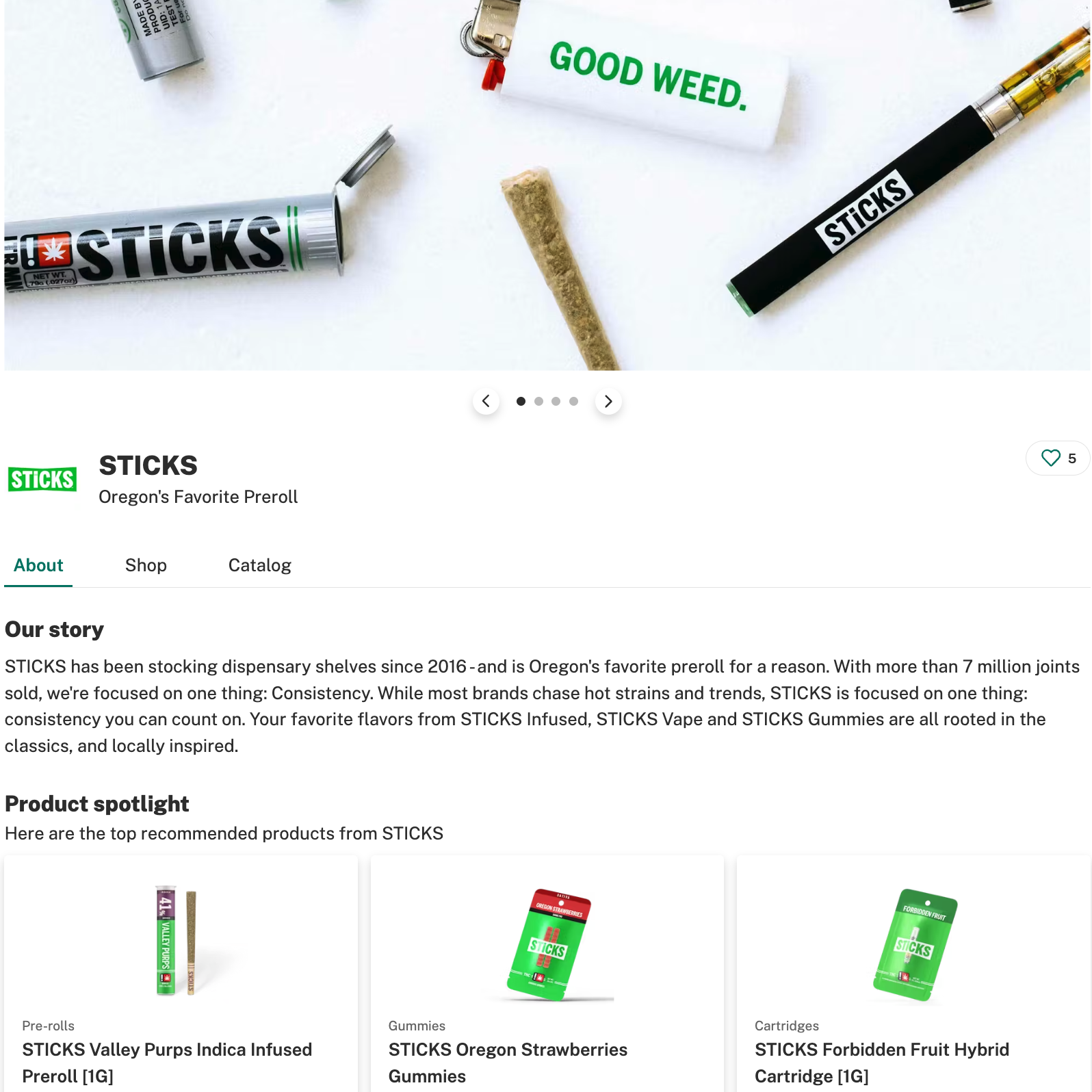 STICKS goes live on Leafly